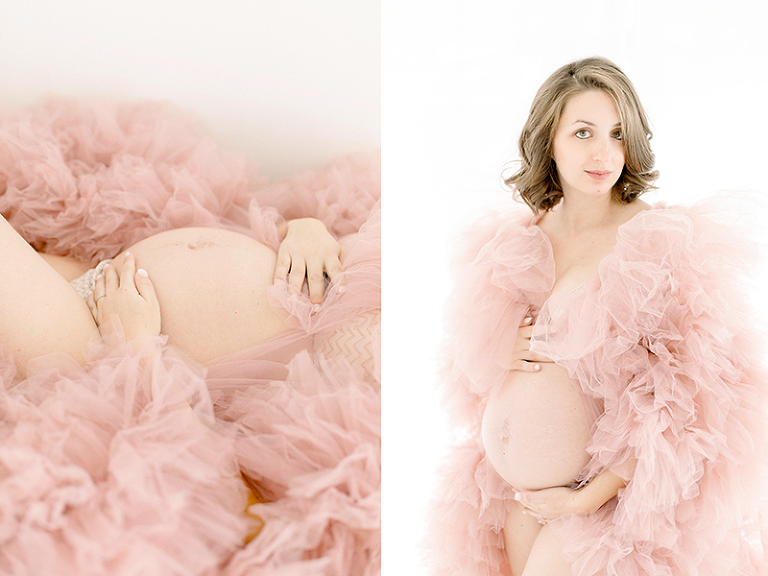 Photographe grossesse Essonne 91 Robe rose maternité